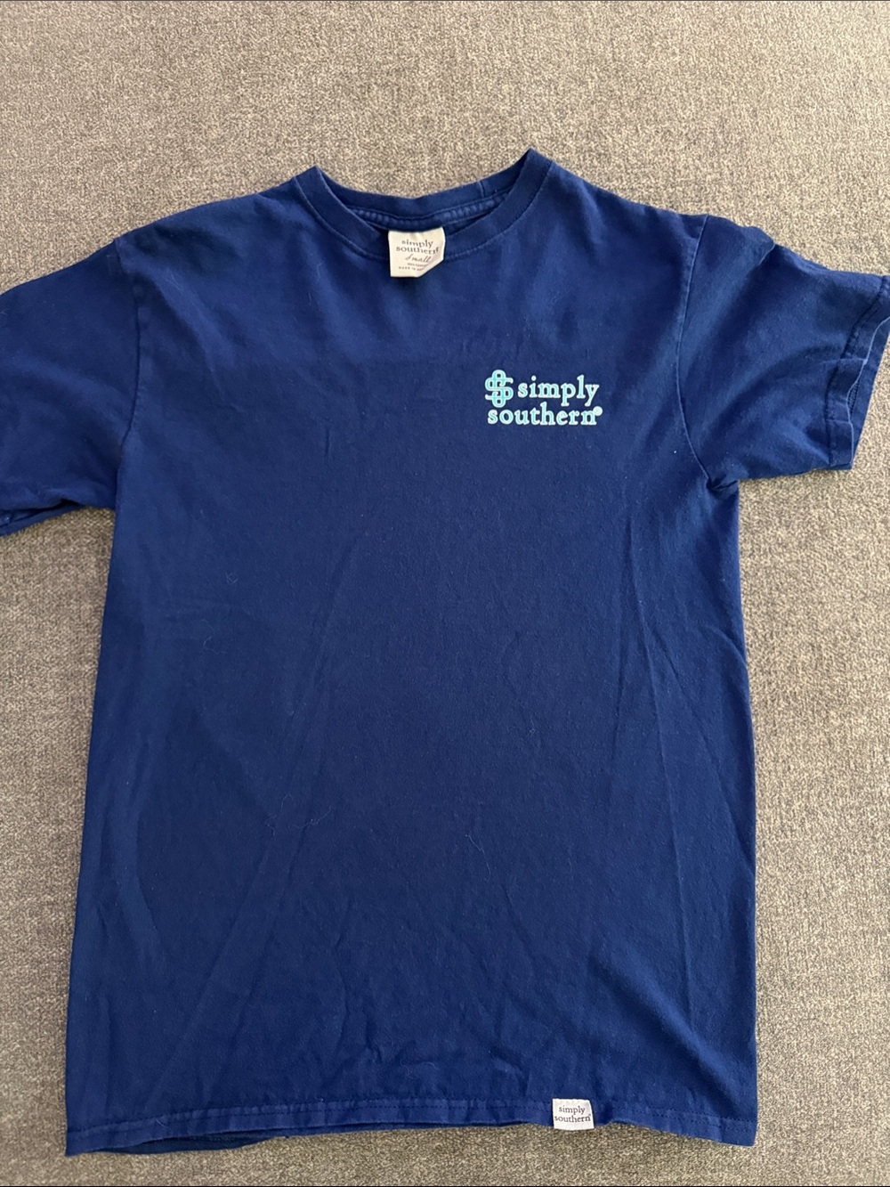 Simply Southern Navy Blue Short Sleeve Tee with Teal Logo